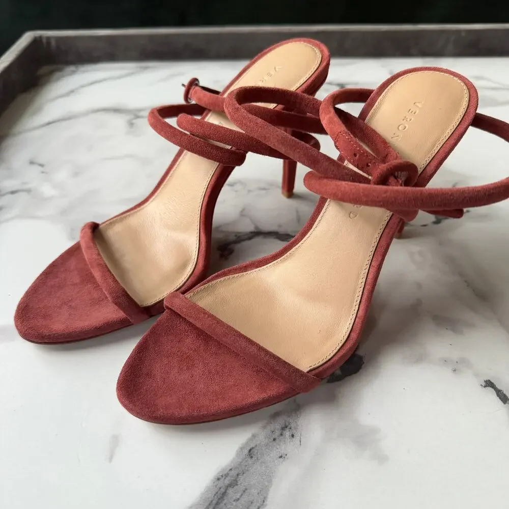 NEW Veronica Beard Marceline Suede Ankle Strap Heels Size 7.5